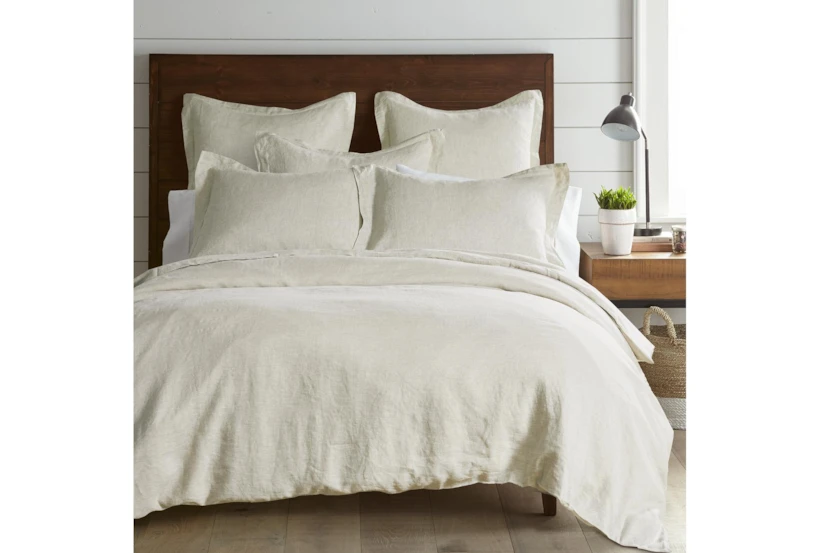 Queen Washed Linen Duvet Cover In Natural  - 360