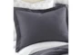 Queen Washed Linen Duvet Cover In Charcoal - Detail