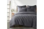 Queen Washed Linen Duvet Cover In Charcoal - Signature