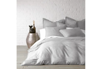 SPJUTVIAL duvet cover and pillowcase(s), light gray/marled, Twin