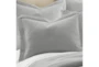 Queen Washed Linen Duvet Cover In Light Grey - Detail