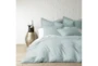 Queen Washed Linen Duvet Cover In Spa Blue - Room