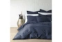 Twin Washed Linen Duvet Cover In Navy - Room