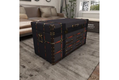 40 Inch Fabric + Wood Trunk With Drawers