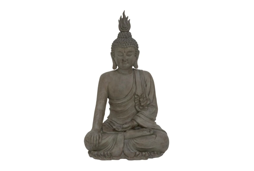 42 Inch Grey Polystone Buddha Sculpture - 360