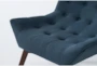 Shelly Azure Blue Fabric Tufted Chair with Coffee Legs - Detail