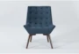 Shelly Azure Blue Fabric Tufted Chair with Coffee Legs - Signature