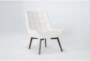 Shelly White Fabric Linen Tufted Chair with Coffee Legs - Side