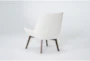 Shelly White Fabric Linen Tufted Chair with Coffee Legs - Side