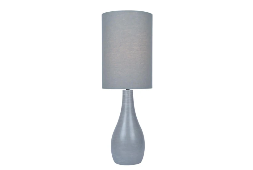31 Inch Grey Ceramic Large Bottle Basic Table Lamp With Grey Shade - 360