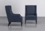 Lewis Indigo Blue 29" Fabric Wingback Accent Chair Set Of 2 - Side