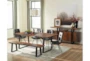 Simpson Brown Rectangular Wood 80" Faux Live Edge Dining Table With Bench Set For 6 - Signature