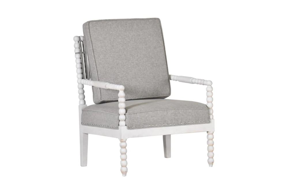 White Spindle Frame Accent Chair