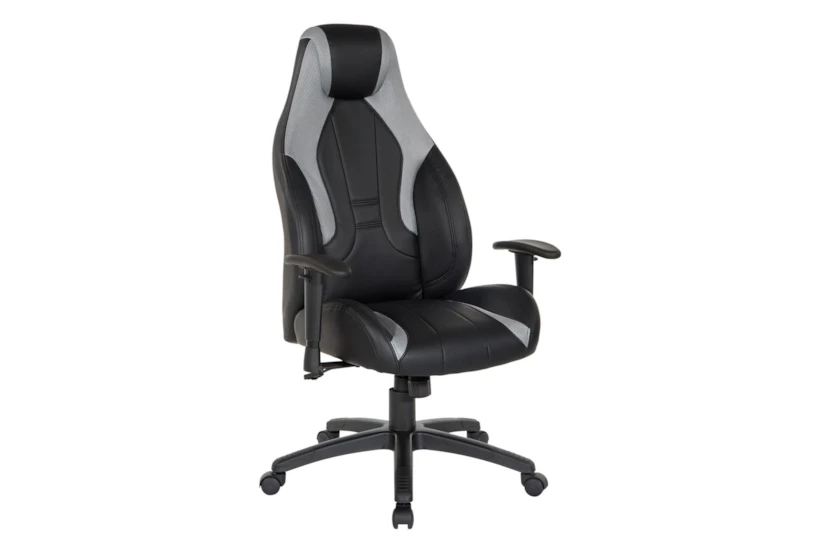 Epsilon Black Rolling Office Gaming Desk Chair With Grey Accents & Adjustable Height Armrests - 360