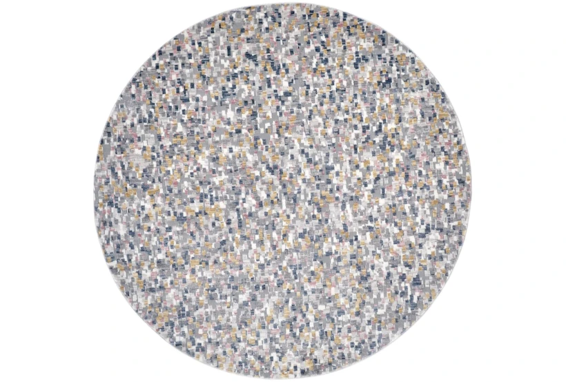 5'6"X5'6" Round Rug-Dunlap Mosaic Abstract, Gray/Gold/Blue - 360