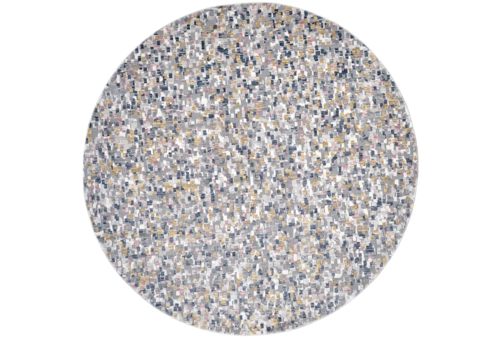 5'6"X5'6" Round Rug-Dunlap Mosaic Abstract, Gray/Gold/Blue