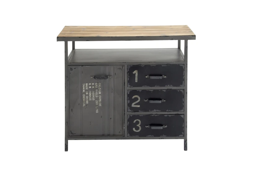 Grey Iron Cabinet With 3 Drawers + 1 Door - 360