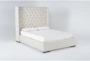 Halle California King Hand Tufted Upholstered Shelter Bed - Side