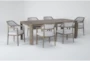 Kasey Grey Rectangular Wood 68-88" Extendable Dining Table With Arm Chair Set For 6 - Side