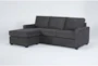 Mathers Slate Grey Fabric 91" Sofa with Reversible Chaise - Side