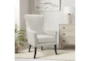 Quintana Beige White Fabric Quilted Accent Wingback Arm Chair - Room