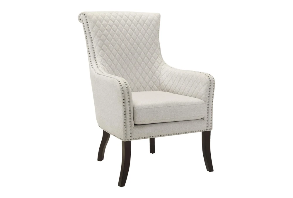 Quintana Beige White Fabric Quilted Accent Wingback Arm Chair