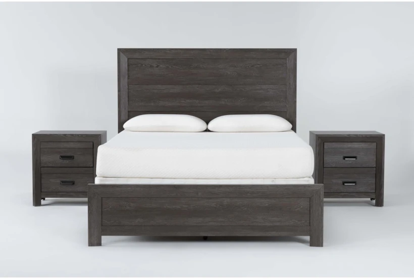 Adel King Panel Bed 3 Piece Bedroom Set With 2 Nightstands - 360