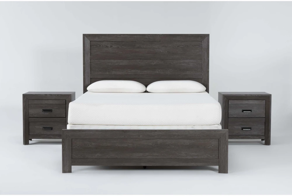 Adel King Panel Bed 3 Piece Bedroom Set With 2 Nightstands