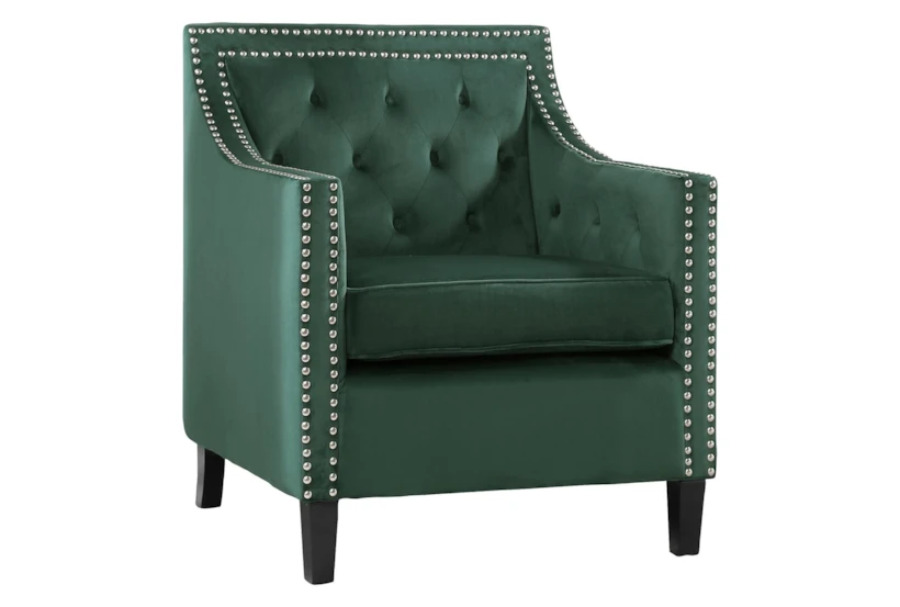 Cecelia Forest Green Velvet Fabric Accent Arm Chair - 360