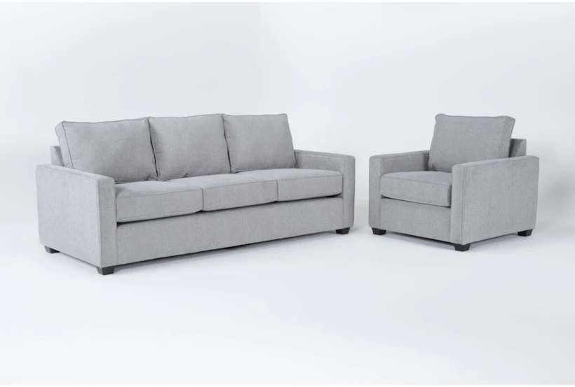 Mathers Oyster Grey Fabric 2 Piece Sofa & Arm Chair Set - 360
