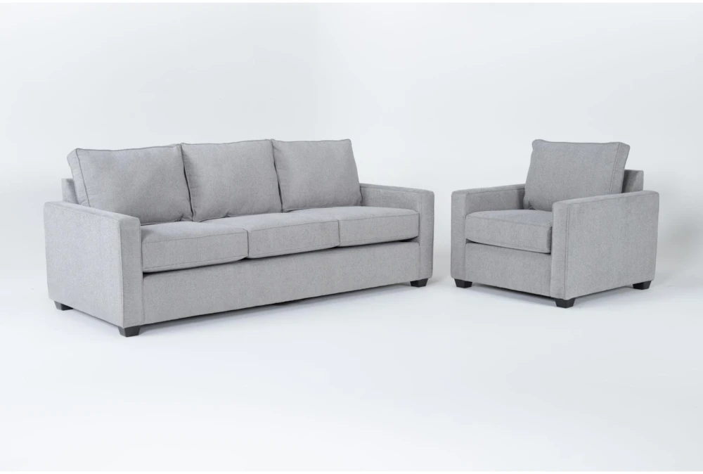 Mathers Oyster Grey Fabric 2 Piece Sofa & Arm Chair Set