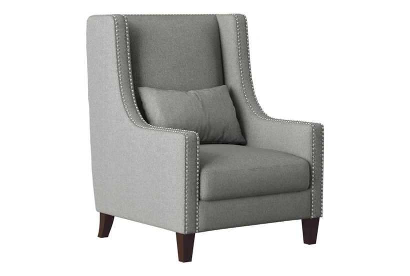 Raymond Light Grey Fabric Wingback Arm Chair - 360