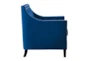 Cecelia Navy Blue Velvet Fabric Accent Arm Chair - Side