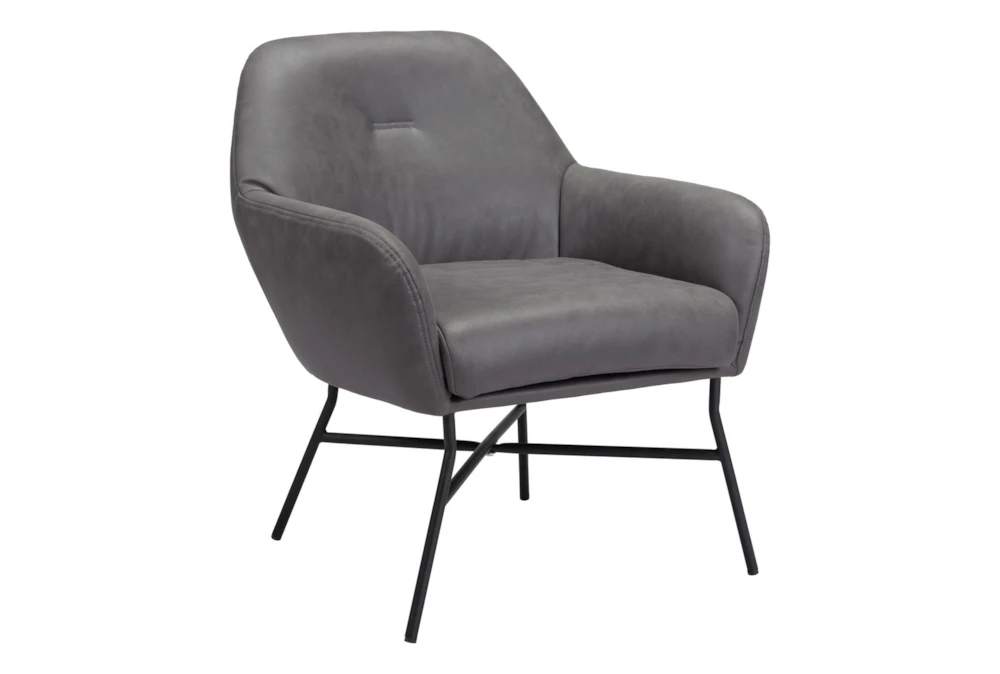 Halstead Grey Faux Leather Accent Arm Chair