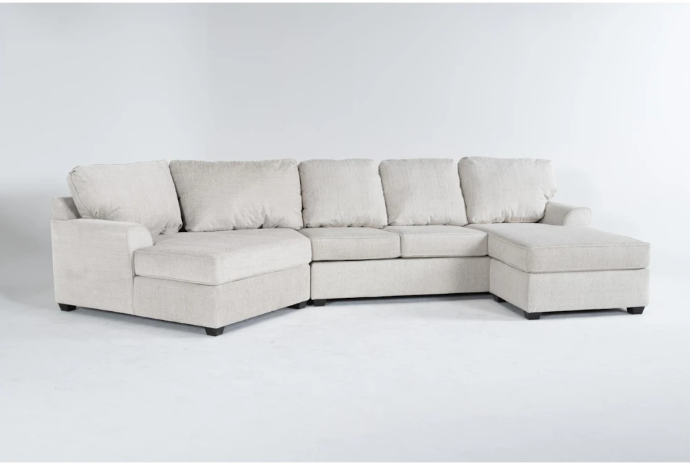 Alessandro Moonstone White Fabric 161" 2 Piece Dual Chaise U-Shaped Sectional with Left Arm Facing Cuddler
