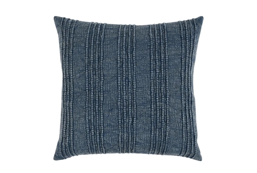 22X22 Navy Blue Tonal Strip Throw Pillow - 360