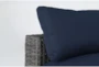Retreat Outdoor Brown Woven Corner End Unit With Navy Cushion - Detail