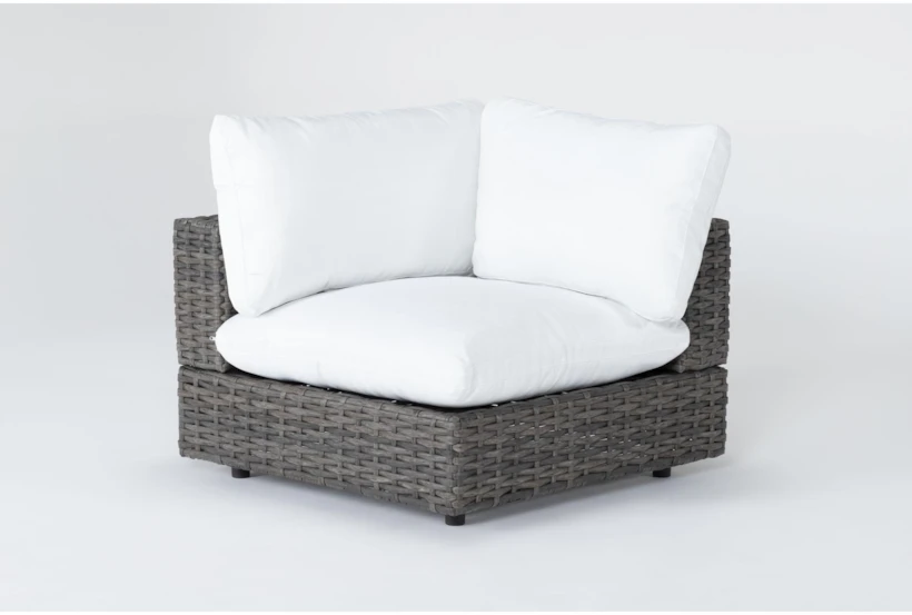 Retreat Outdoor Brown Woven Corner End Unit With White Cushion - 360
