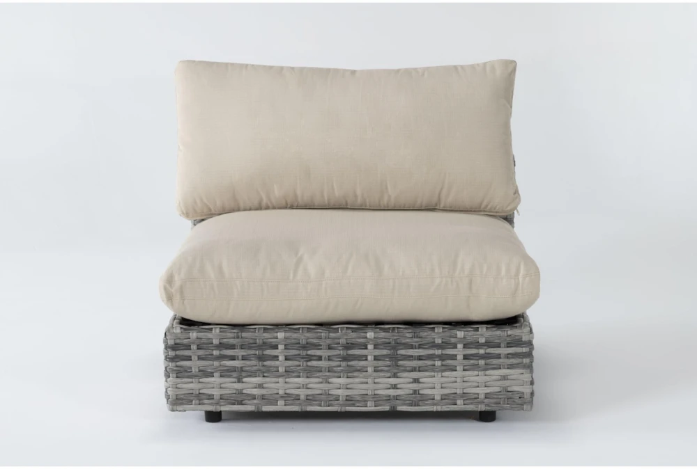 Retreat Outdoor Grey Woven Armless Unit With Linen Cushion
