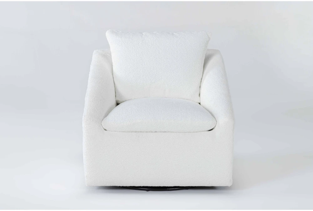 Cypress III White Chenille 32" Fabric Foam Swivel Accent Chair