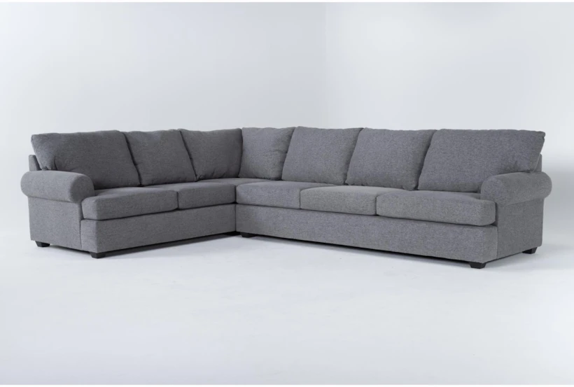 Hampstead Graphite Grey Fabric 139" 2 Piece L-Shaped Sectional with Right Arm Facing Queen Memory Foam Sleeper Sofa Bed - 360
