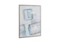 30X39 White + Blue Square Overlay Framed Wall Art - Front