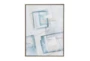 30X39 White + Blue Square Overlay Framed Wall Art - Signature