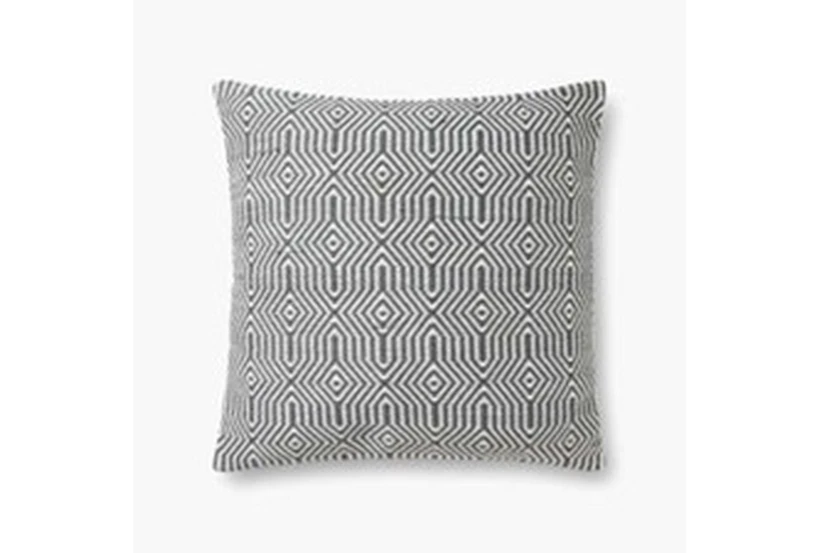 22X22 Charcoal Gray + White Geo Indoor/Outdoor Throw Pillow - 360