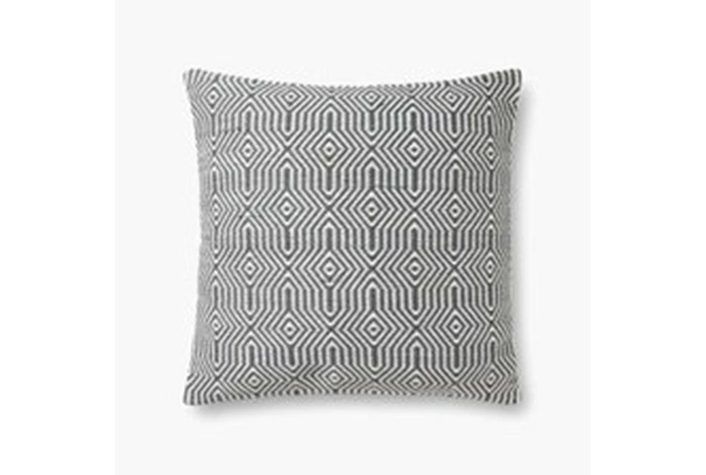 22X22 Charcoal Gray + White Geo Indoor/Outdoor Throw Pillow