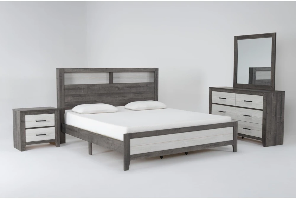Rhex Grey Queen Wood 4 Piece Bedroom Set