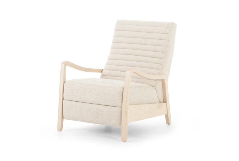 Cream Channeled Fabric + Ash Frame Recliner - 360