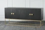 Dark Charcoal Oak 4 Door Sideboard With Brass Legs - Signature