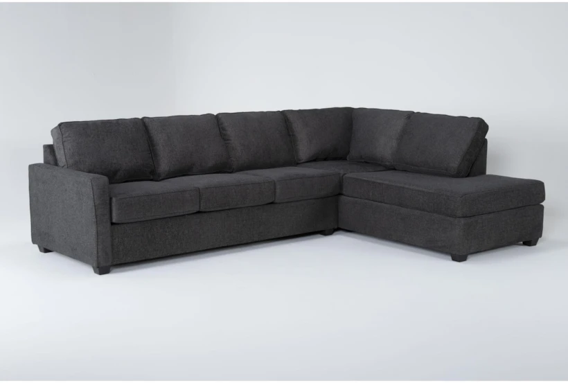 Mathers Slate Grey Fabric 125" 2 Piece L-Shaped Sectional with Right Arm Facing Corner Chaise - 360