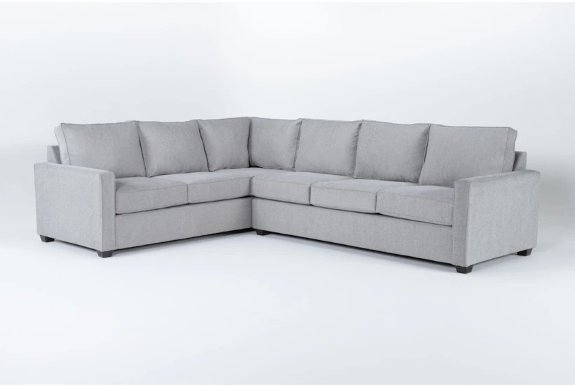 Mathers Oyster Grey Fabric 125" 2 Piece L-Shaped Sectional with Right Arm Facing Queen Memory Foam Sleeper Sofa Bed - 360